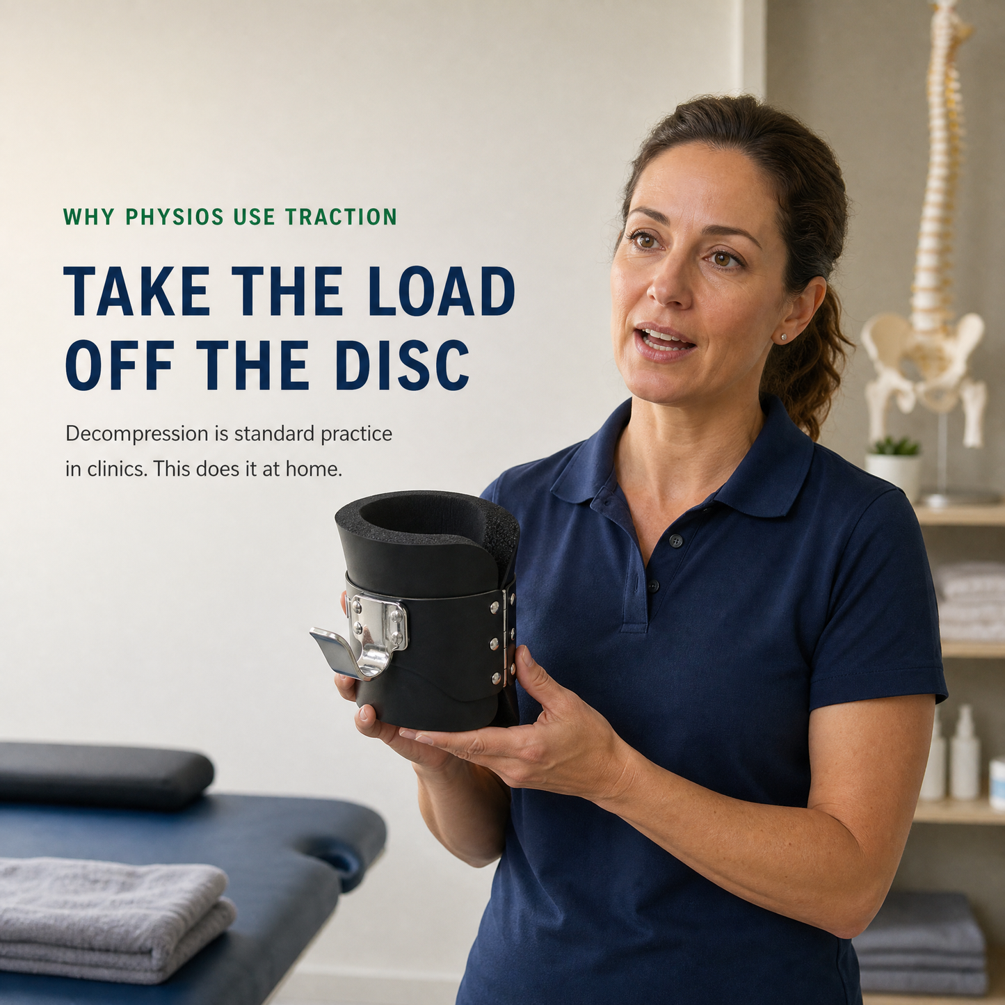 Take the load off the disc — physiotherapist explaining spinal traction