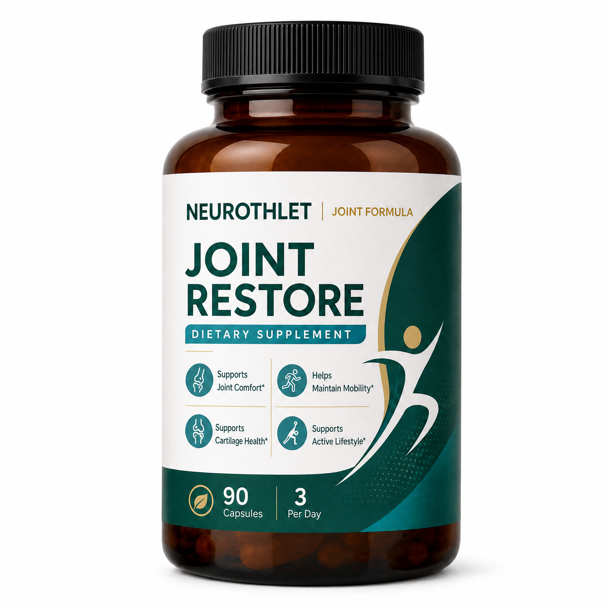 Neurothlet Joint Restore bottle, 90 capsules, glucosamine chondroitin MSM turmeric joint supplement