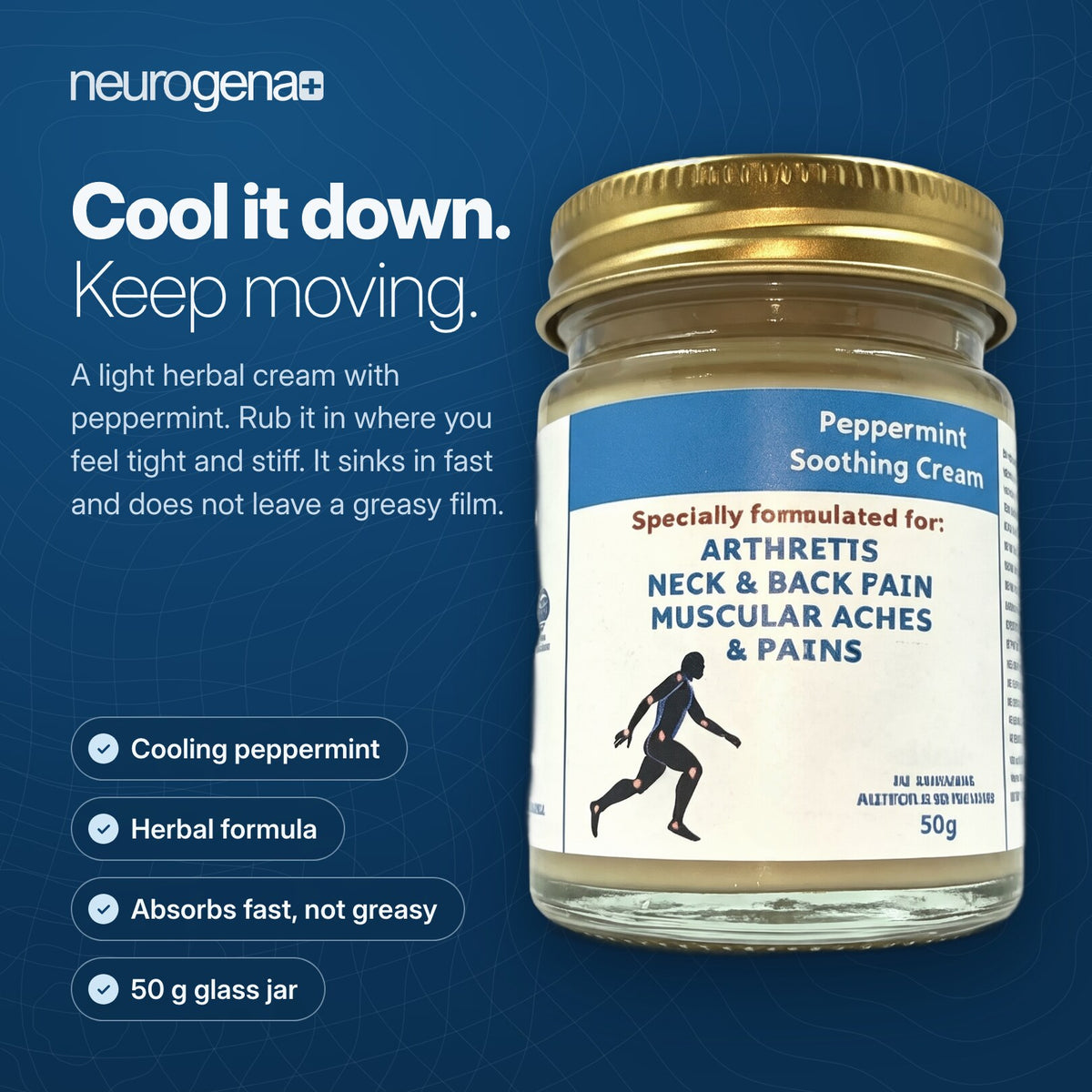 Peppermint Soothing Cream: cooling peppermint, herbal formula, absorbs fast, not greasy
